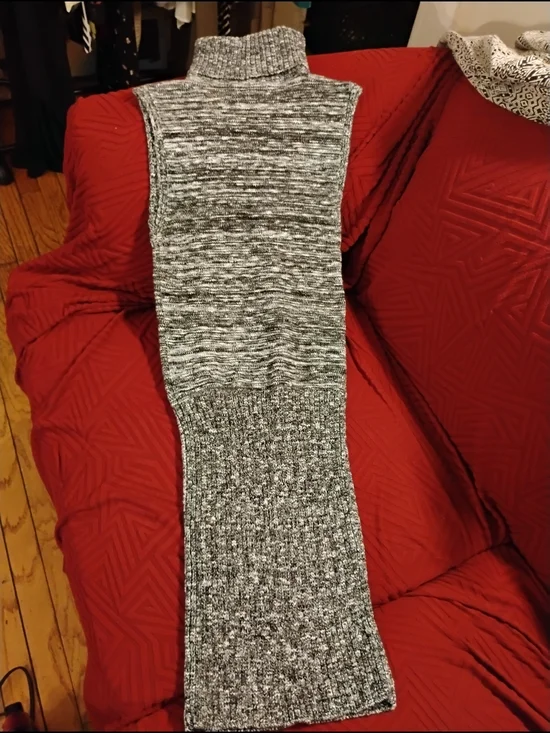 Sleeveless Turtleneck Knit Midi Dress Sweater - Gray 17 inch p2p - Picture 3 of 8